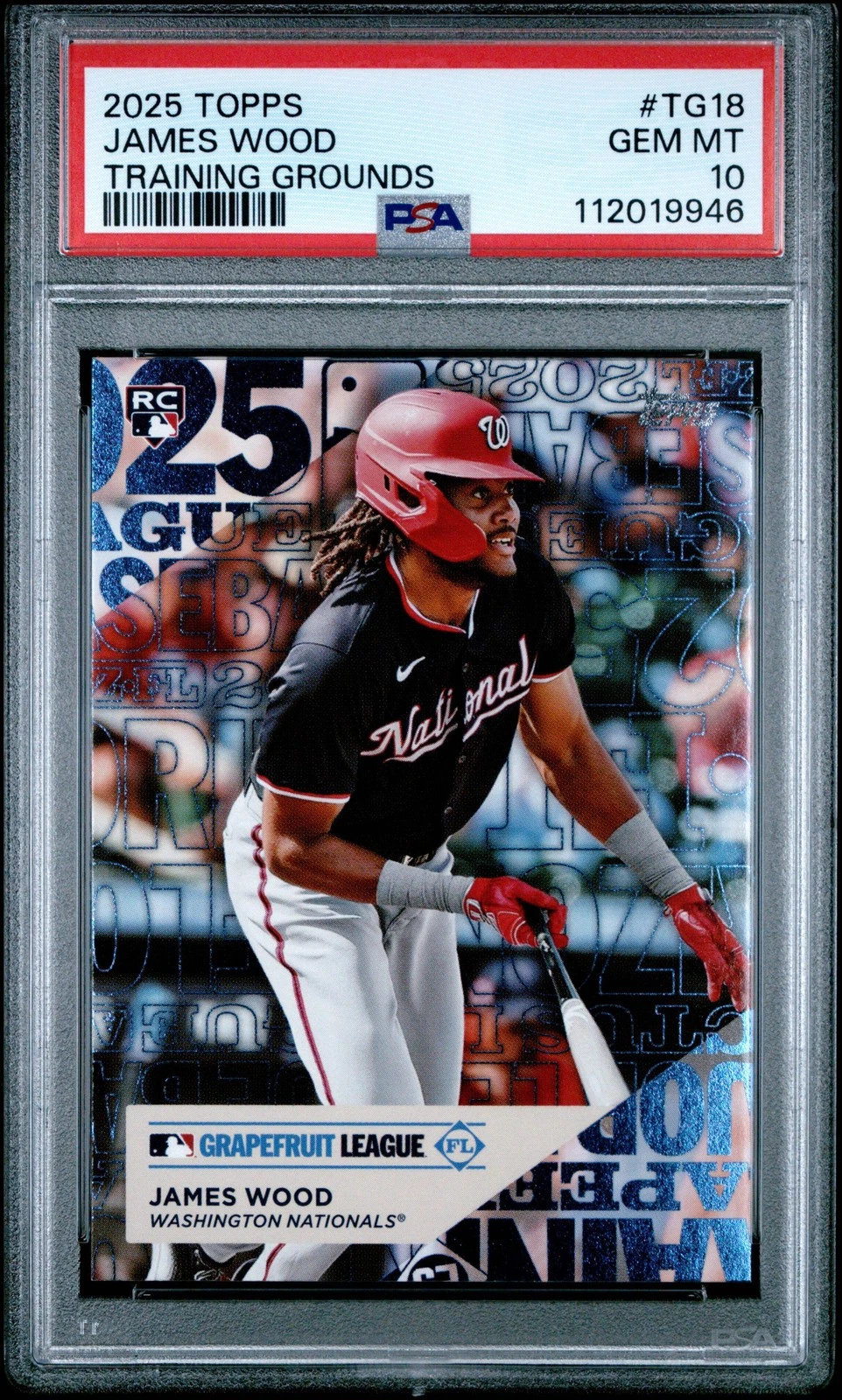 Graded 2025 Topps James Wood #TG18 Training Grounds Rookie RC Card PSA 10 Mint