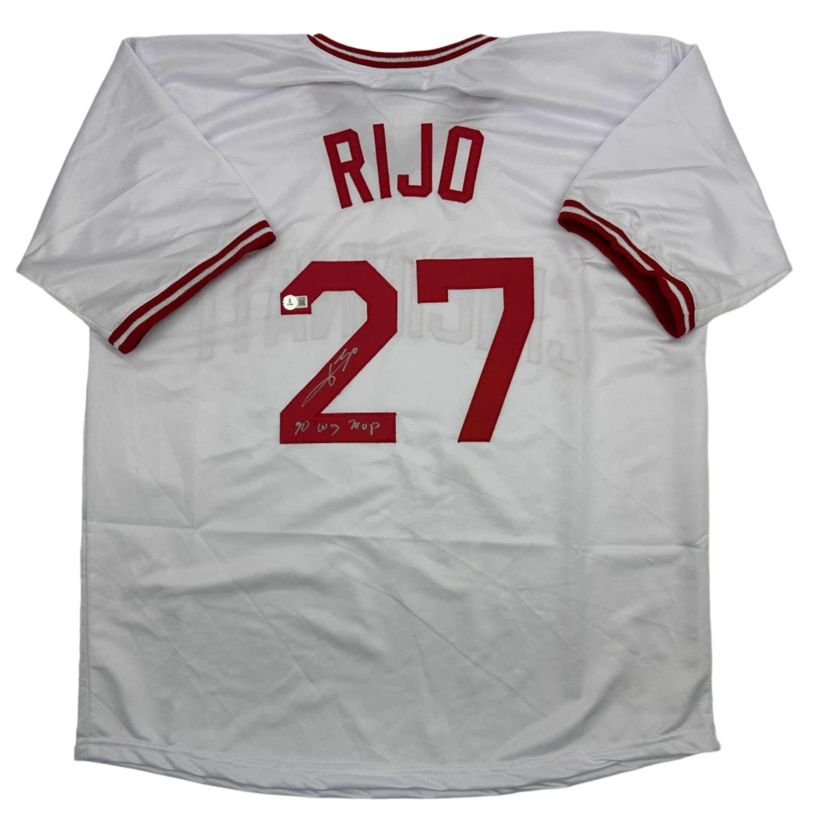 Autographed/Signed Jose Rijo 90 WS MVP Cincinnati White Jersey Beckett BAS COA