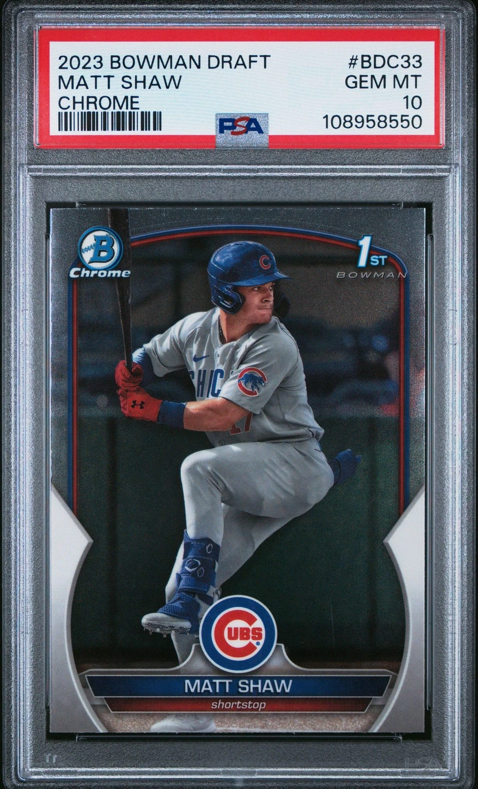Graded 2023 Topps Bowman Draft Matt Shaw #CUBS Rookie RC Card PSA 10 Gem Mint