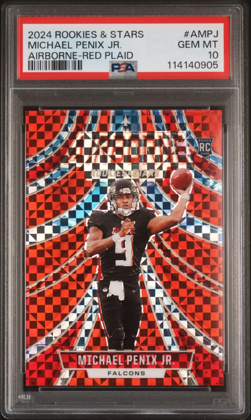 Graded 2024 Panini R&S Michael Penix Jr #AMPJ Red Plaid Rookie Card PSA 10
