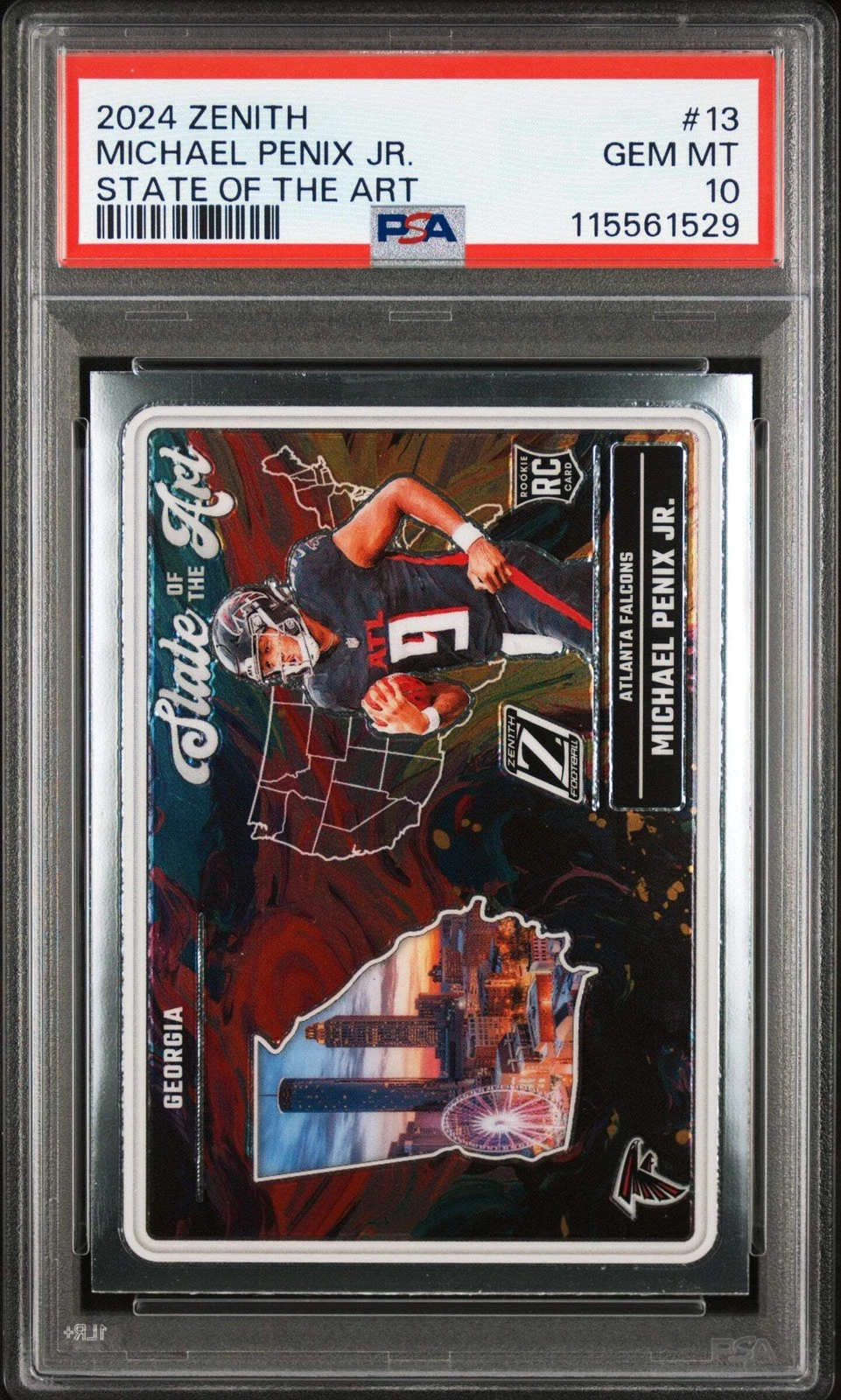 Graded 2024 Panini Zenith Michael Penix #13 State of the Art Rookie Card PSA 10
