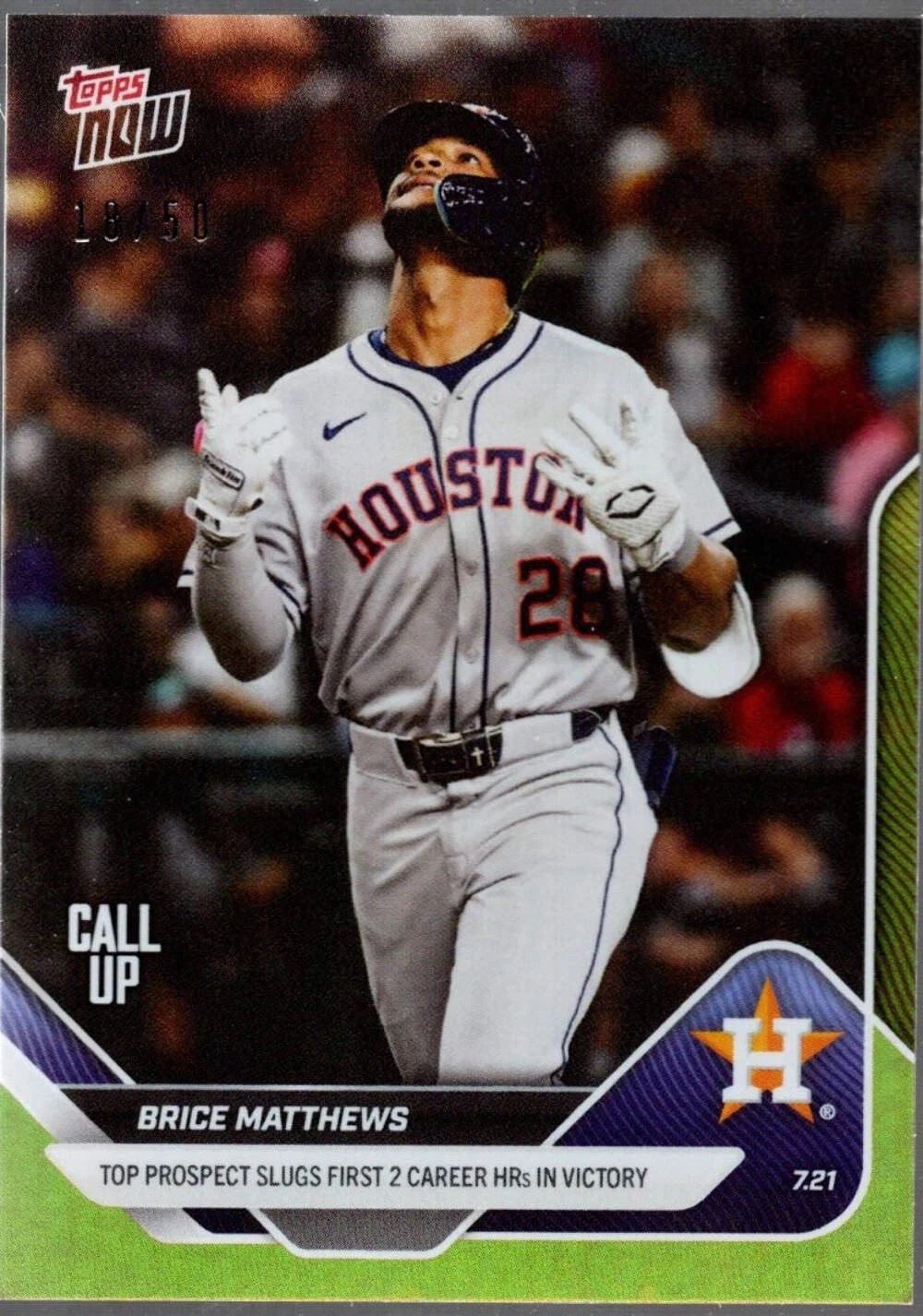 2025 Topps Now Brice Matthews #449 Gold Foil /50 Rookie RC Baseball Card