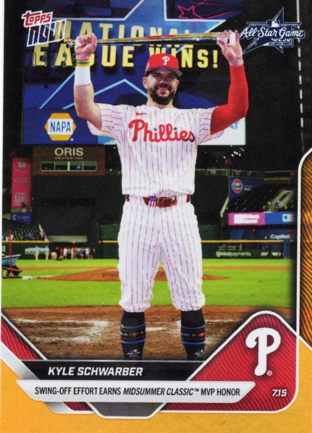 2025 Topps Now Kyle Schwarber #434 Orange Foil /25 Phillies Baseball Card