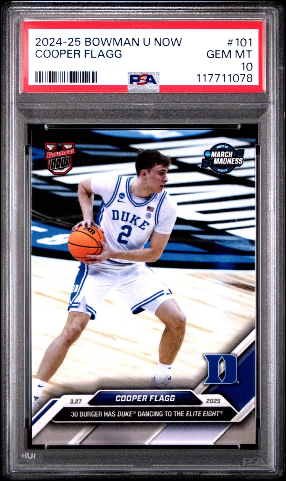 Graded 2024 Topps Bowman U Now Cooper Flagg #101 Rookie Basketball Card PSA 10