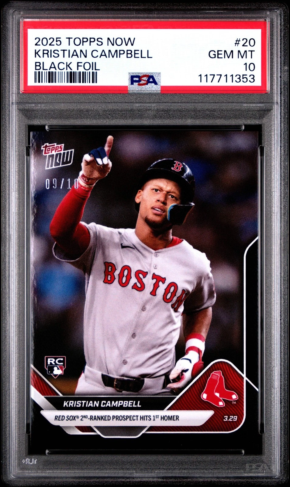 Graded 2025 Topps Now Kristian Campbell #20 Black /10 RC Baseball Card PSA 10