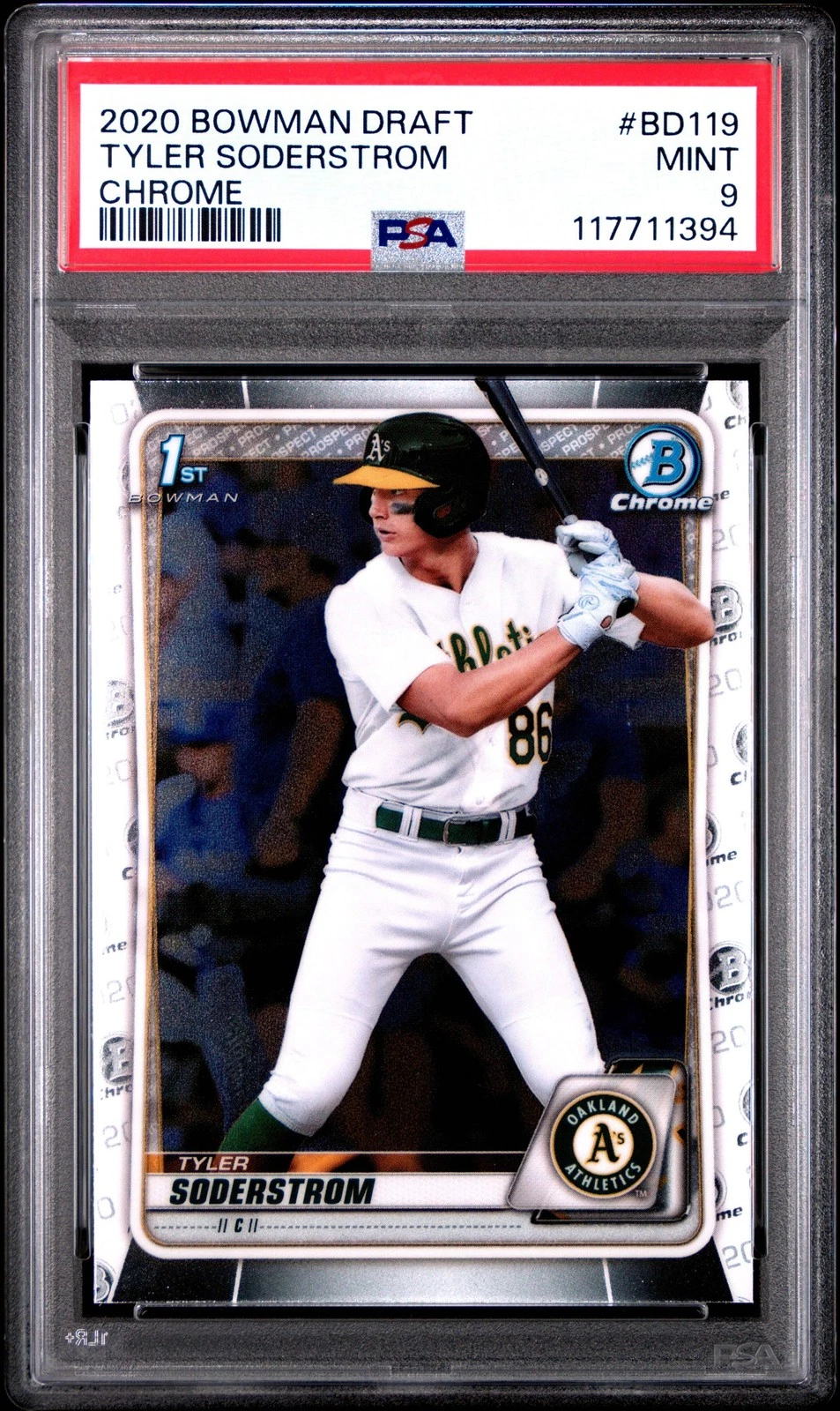Graded 2020 Bowman Draft Tyler Soderstrom #BD119 Chrome RC Baseball Card PSA 9