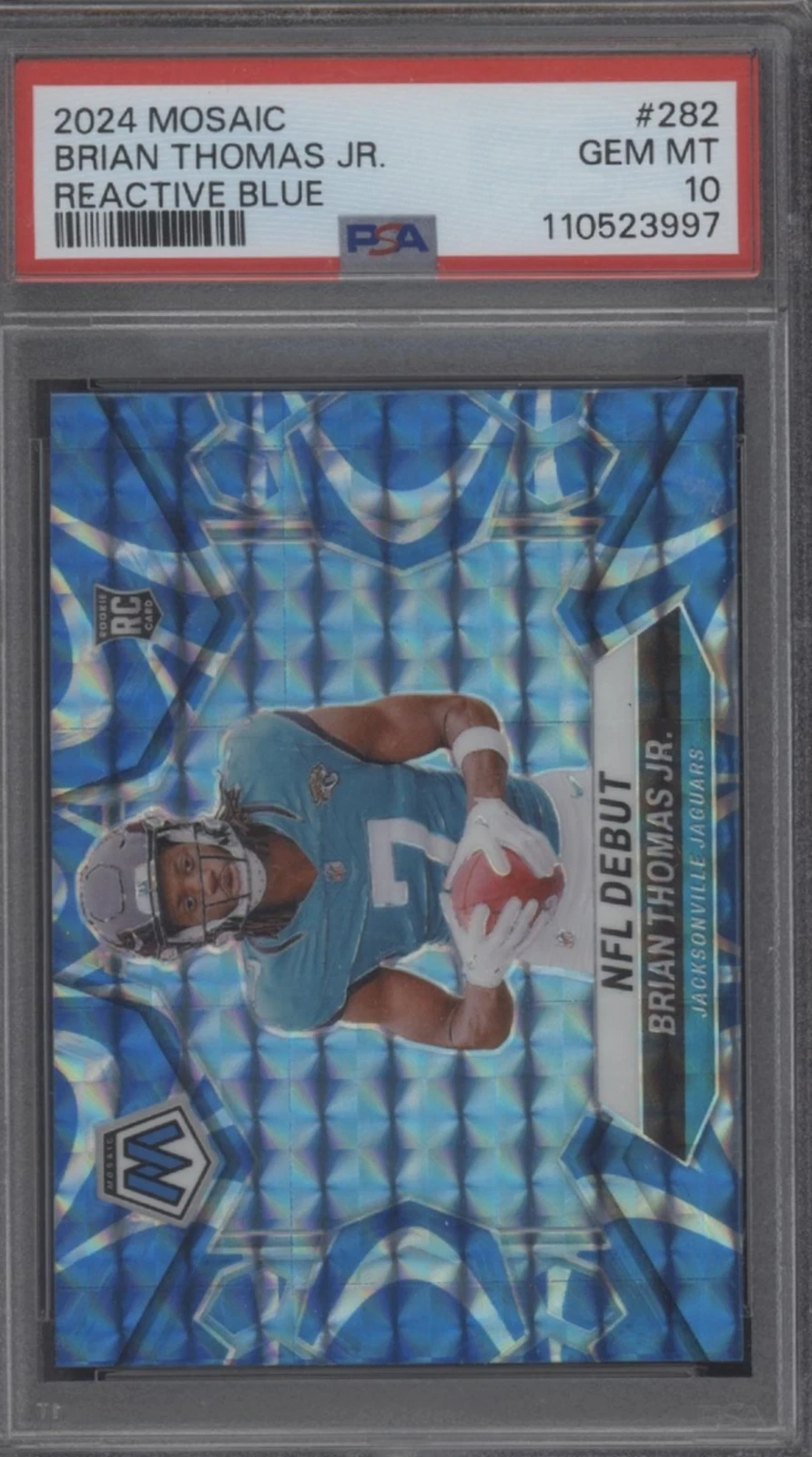 Graded 2024 Panini Mosaic Brian Thomas Jr #282 Blue RC Football Card PSA 10