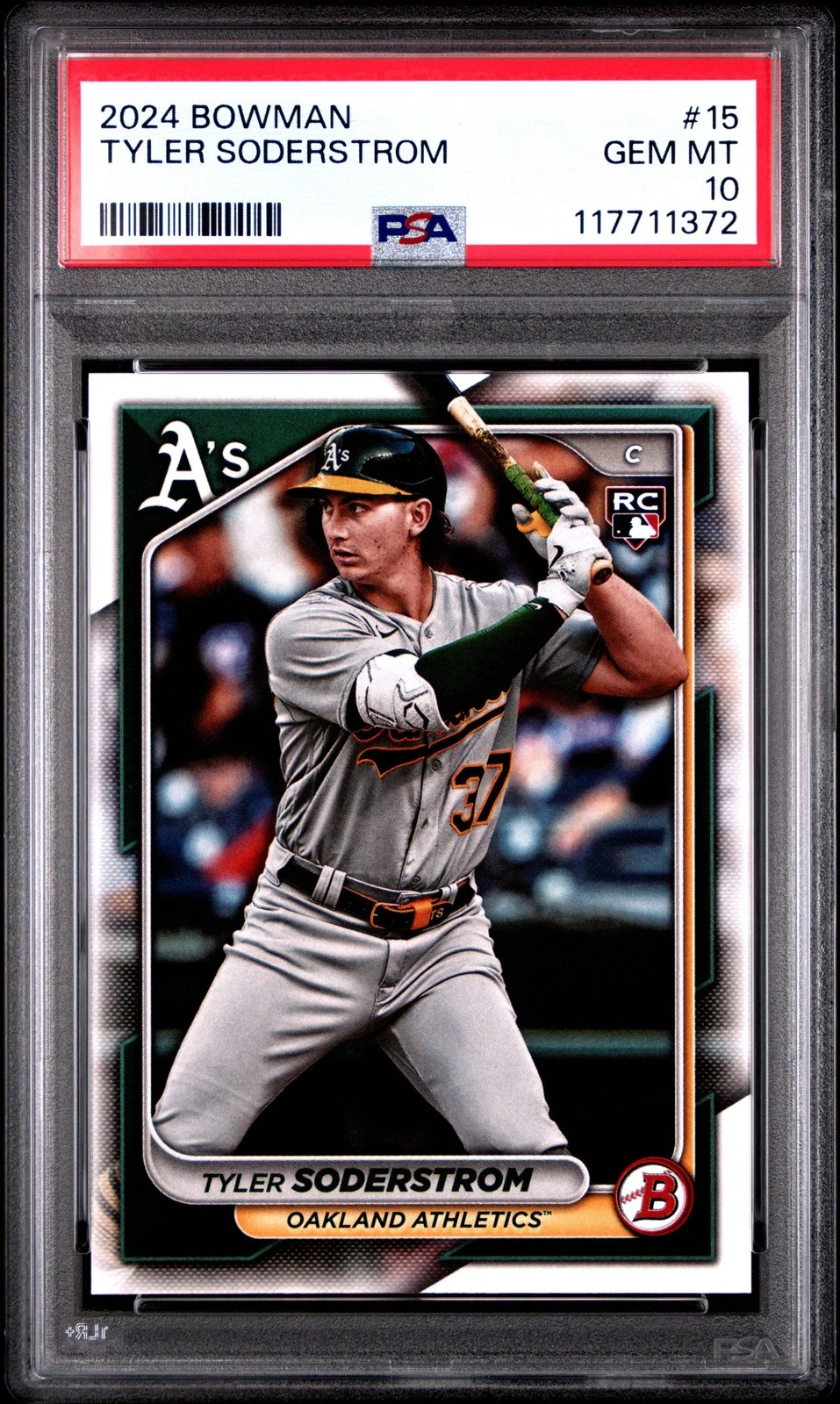 Graded 2024 Topps Bowman Tyler Soderstrom #15 Rookie RC Baseball Card PSA 10