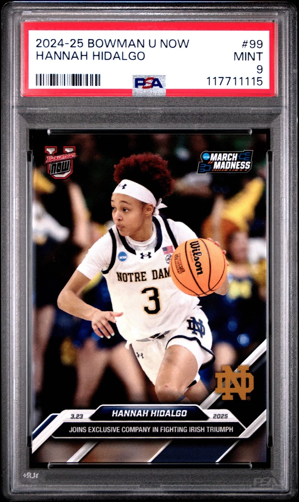 Graded 2024 Topps Bowman U Now Hannah Hidalgo #99 Rookie Basketball Card PSA 9