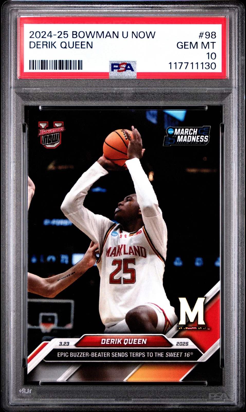 Graded 2024 Topps Bowman U Now Derik Queen #98 Rookie RC Basketball Card PSA 10