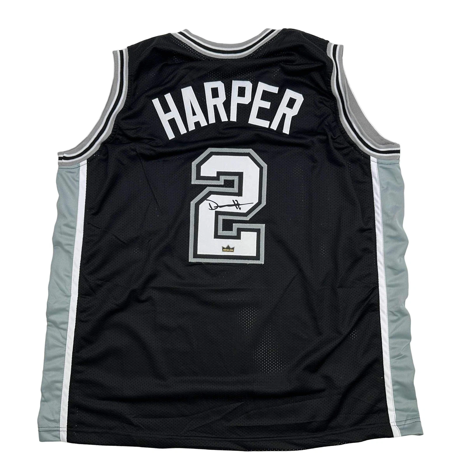 Facsimile Autographed Dylan Harper San Antonio Black Reprint Jersey Size Mens XL