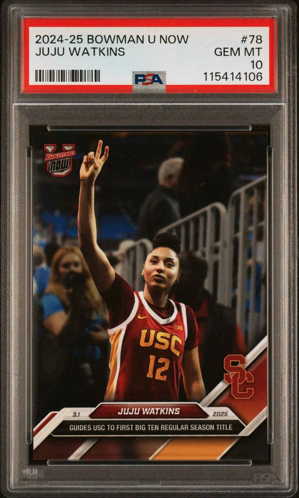 Graded 2024 Topps Bowman U Now JuJu Watkins #78 Rookie RC Card PSA 10 Gem Mint
