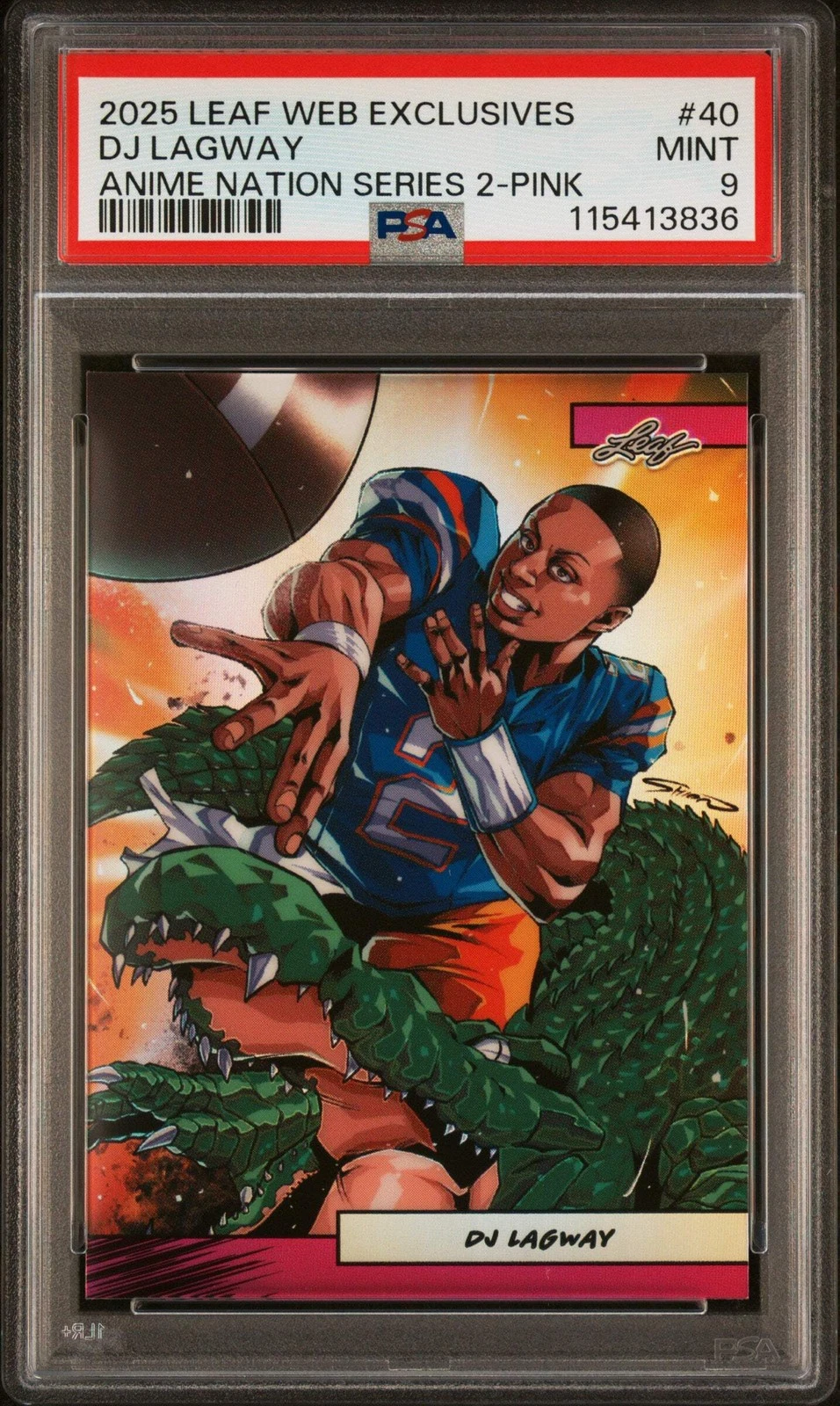 Graded 2025 Leaf Web Exclusives DJ Lagway #40 Anime Nation Pink /10 Card PSA 9