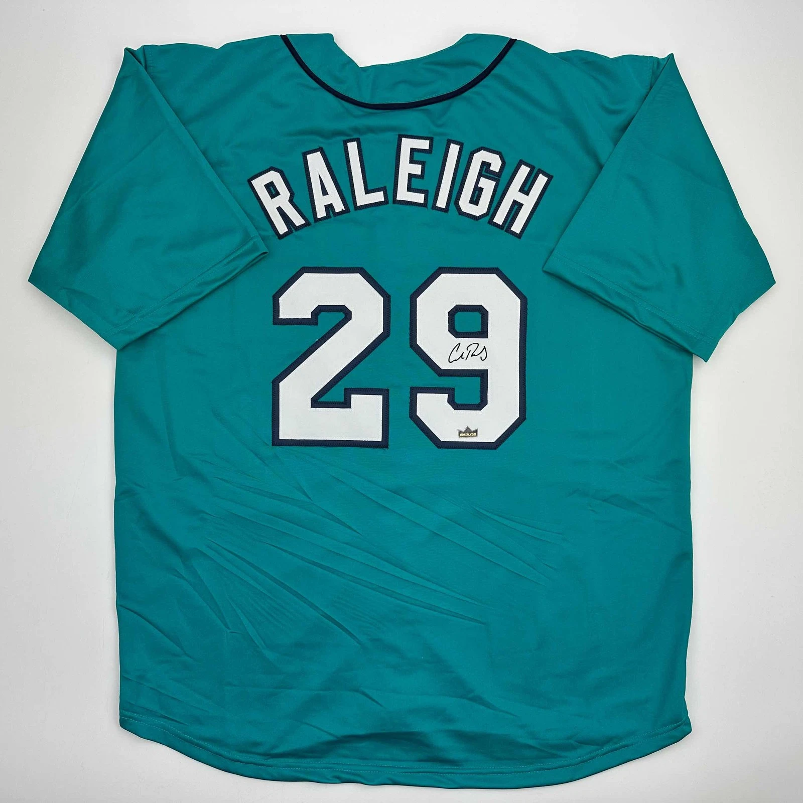 Facsimile Autographed Cal Raleigh Seattle Teal Reprint Jersey Size Men's XL