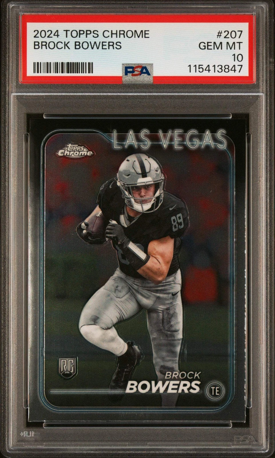 Graded 2024 Topps Chrome Brock Bowers #207 Rookie RC Football Card PSA 10 Mint