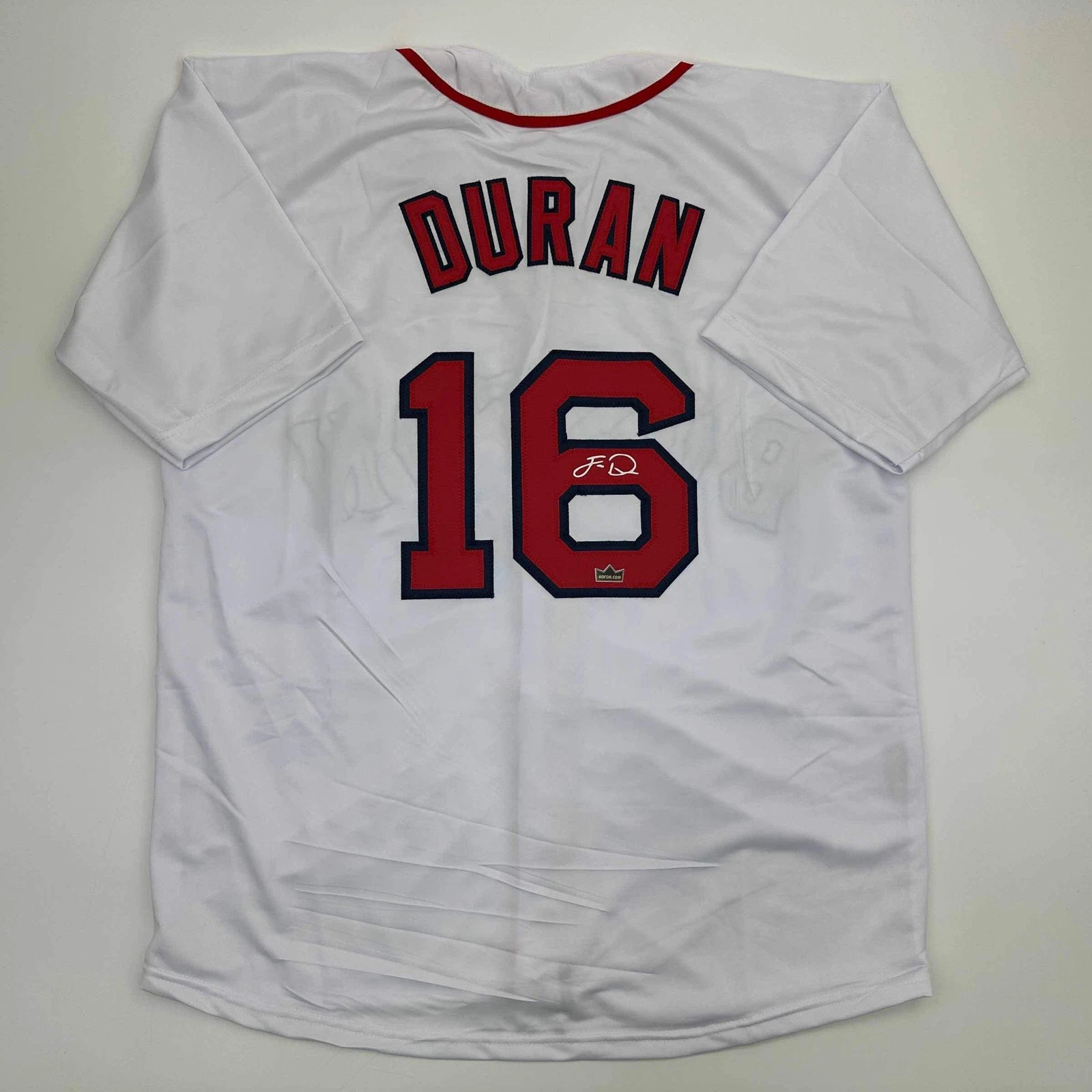 Facsimile Autographed Jarren Duran Boston White Reprint Jersey Size Men's XL