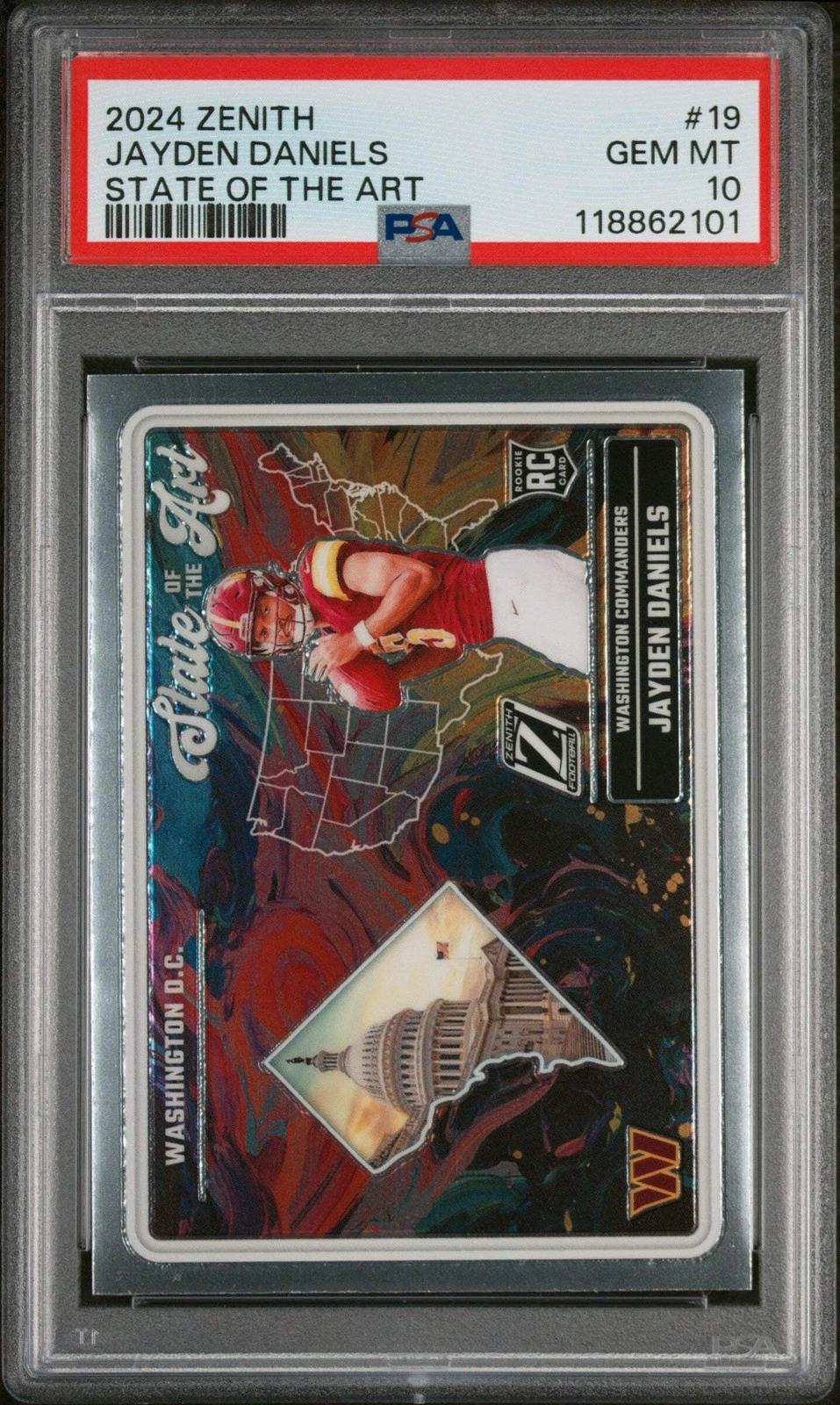 Graded 2024 Zenith Jayden Daniels #19 State of the Art RC Football Card PSA 10