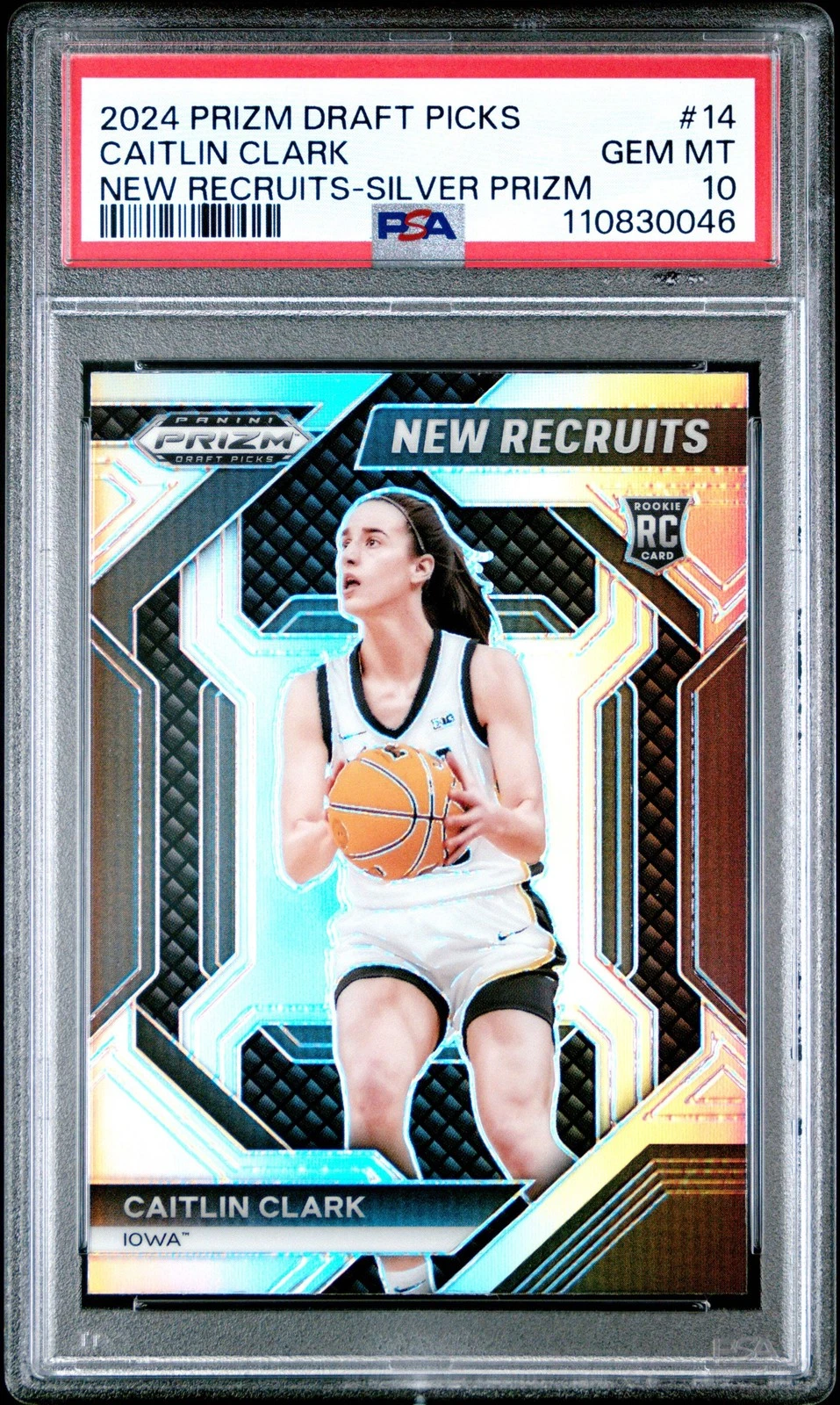 Graded 2024 Panini Prizm DP Caitlin Clark #14 Silver RC Basketball Card PSA 10
