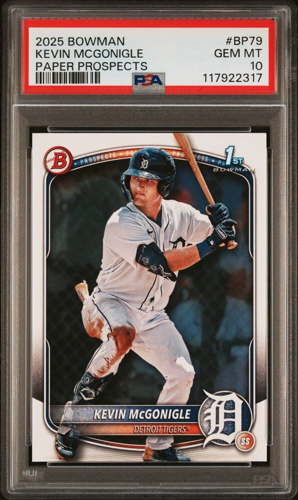 Graded 2025 Topps Bowman Kevin McGonigle #BP79 Rookie RC Baseball Card PSA 10