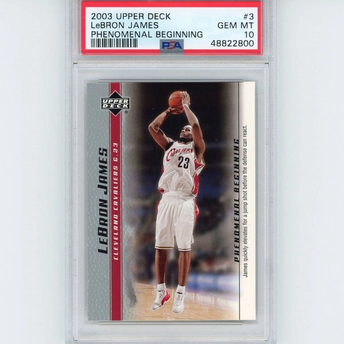 Graded 2003-04 Upper Deck LEBRON JAMES 3 Phenomenal Beginning Rookie Card PSA 10