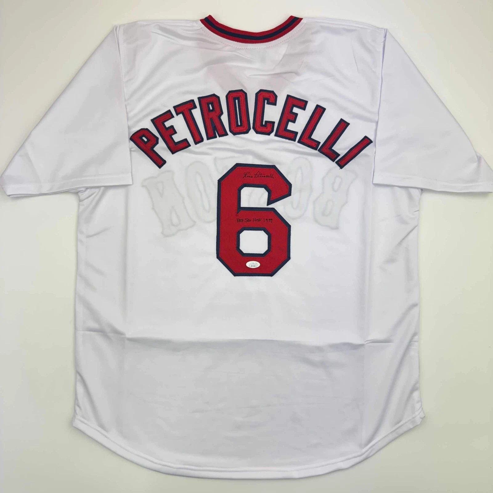 Autographed/Signed Rico Petrocelli HOF 1999 Boston White Baseball Jersey JSA COA