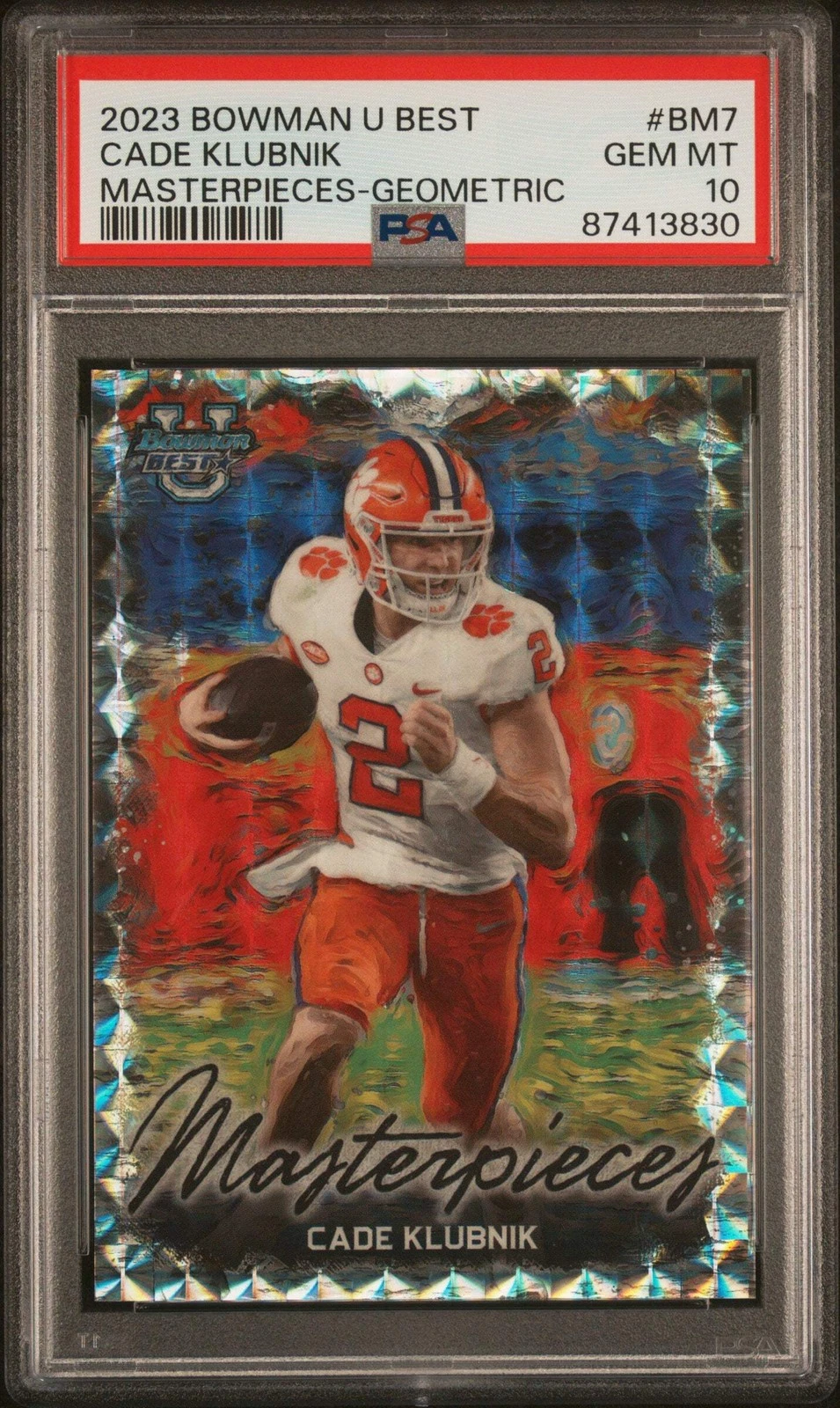 Graded 2023 Bowman U Best Cade Klubnik #BM7 Geometric RC Football Card PSA 10