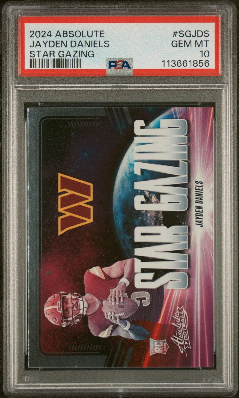 Graded 2024 Absolute Jayden Daniels #SGJDS Star Gazing RC Football Card PSA 10