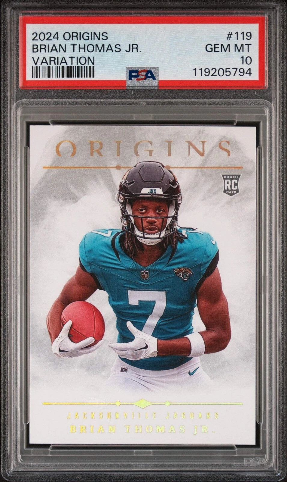 Graded 2024  Origins Brian Thomas Jr #119 Variation RC Football Card PSA 10