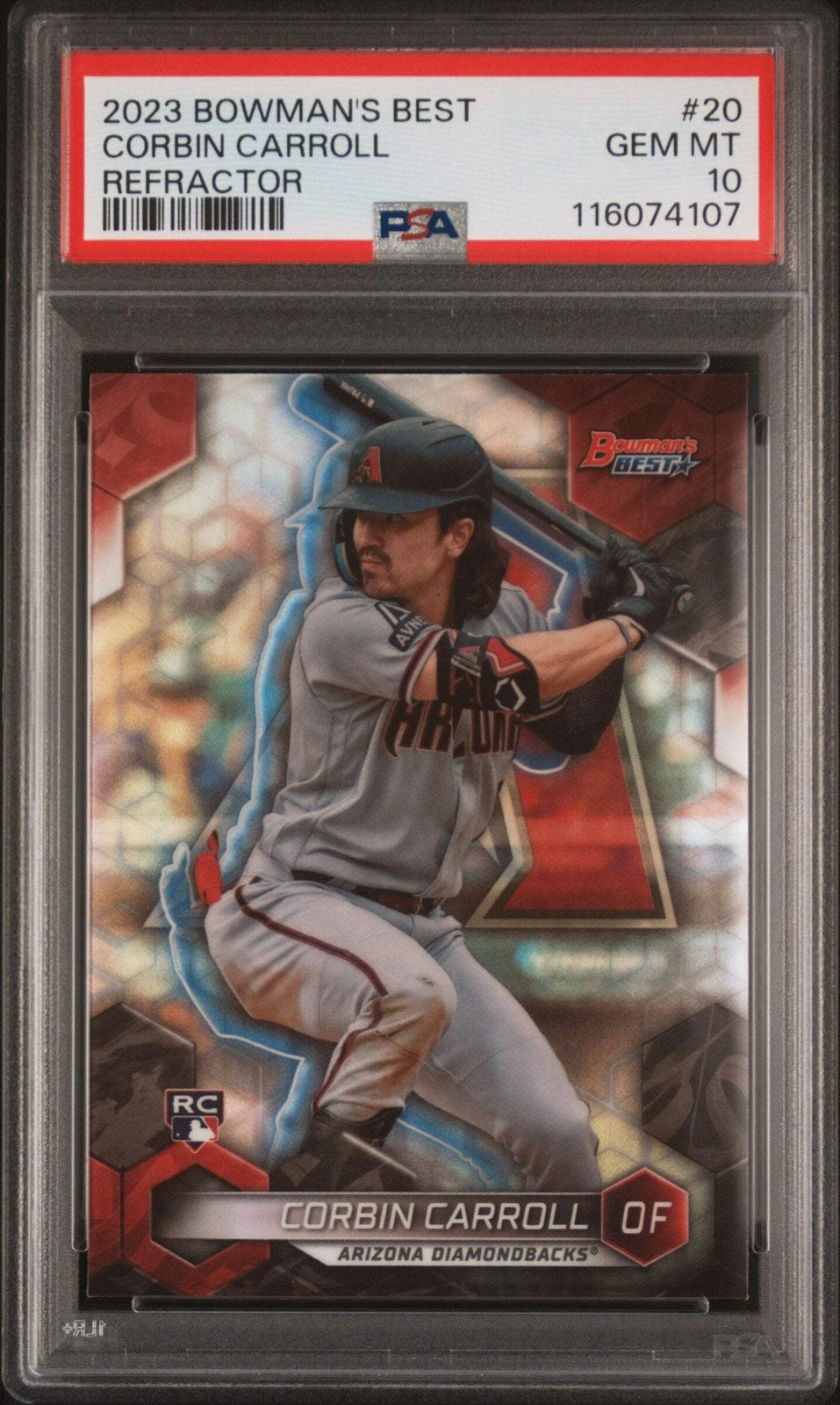 Graded 2023 Bowmans Best Corbin Carroll #20 Refractor RC Baseball Card PSA 10