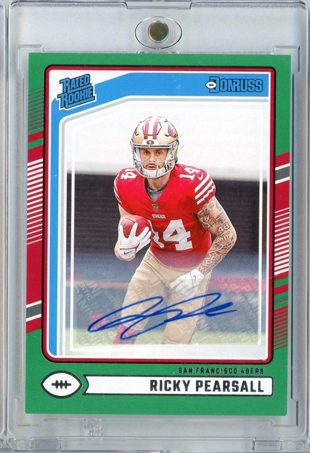 2024 Panini Donruss Ricky Pearsall #318 Green Auto Rookie RC Football Card