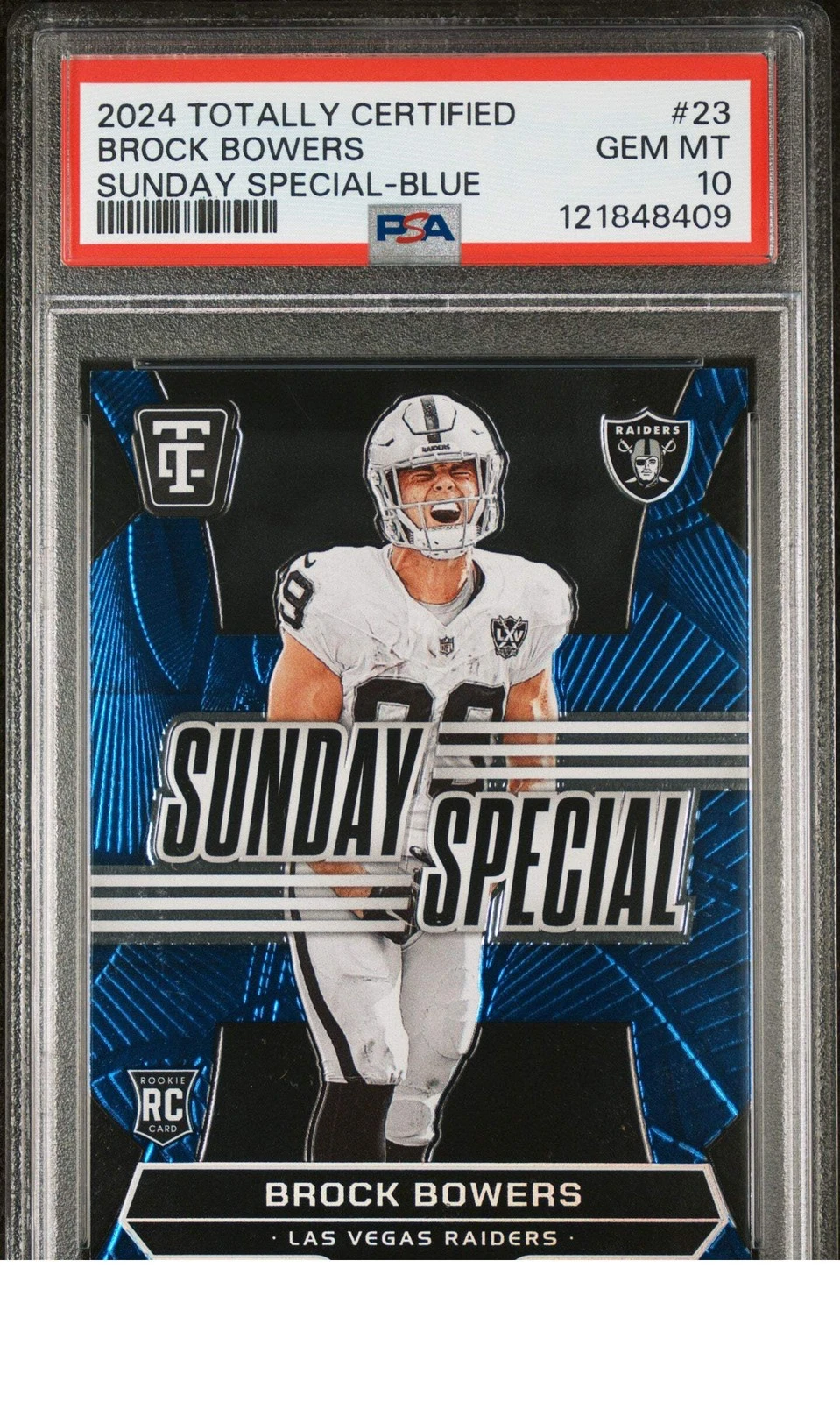 Graded 2024 Totally Certified Brock Bowers #23 Blue /199 RC Football Card PSA 10