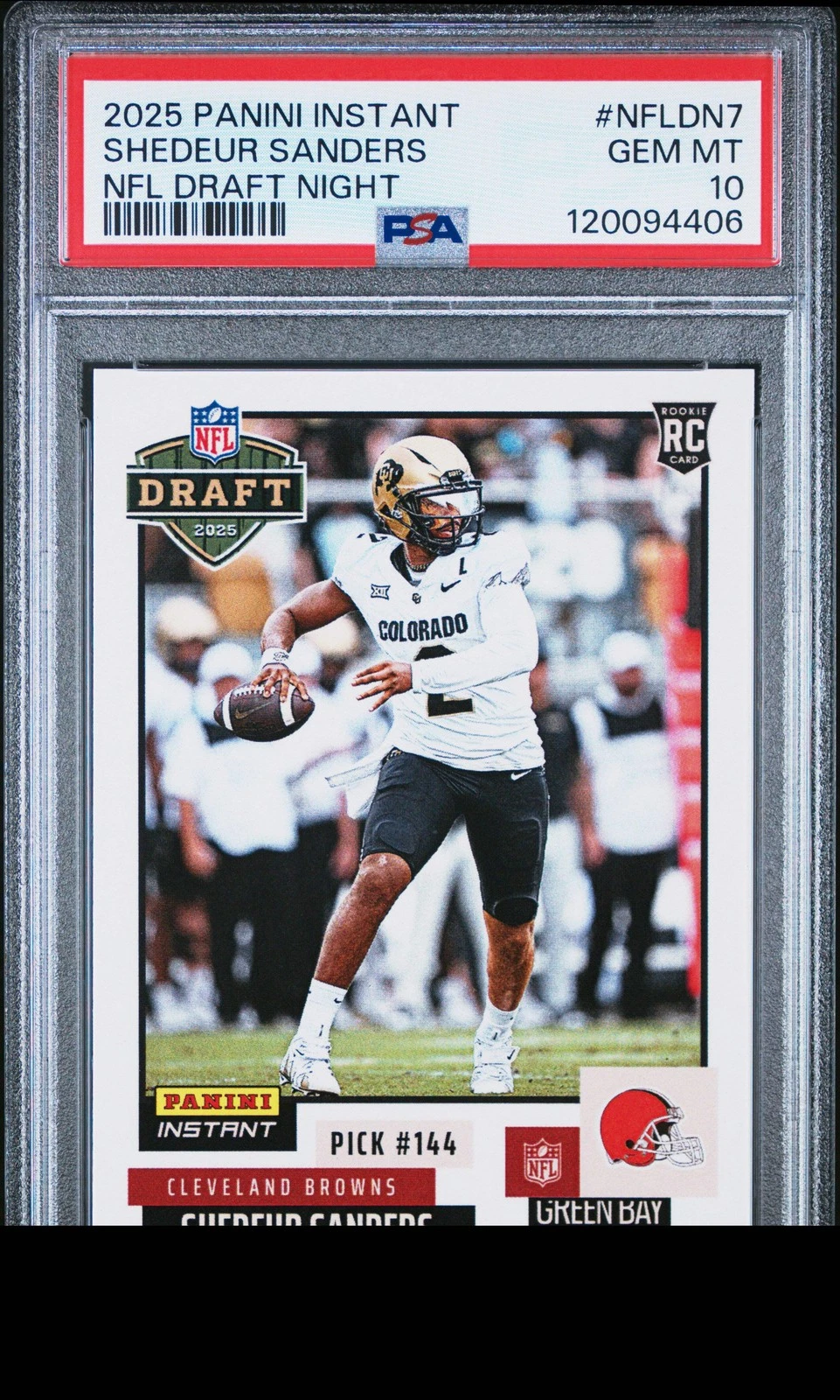 Graded 2025 Panini Instant Shedeur Sanders #NFLDN7 Draft Football Card PSA 10