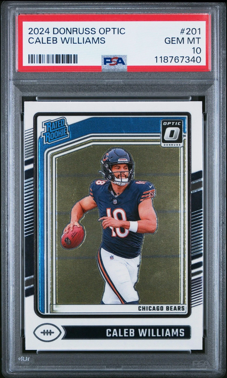 Graded 2024 Panini Donruss Optic Caleb Williams #201 Rookie Football Card PSA 10