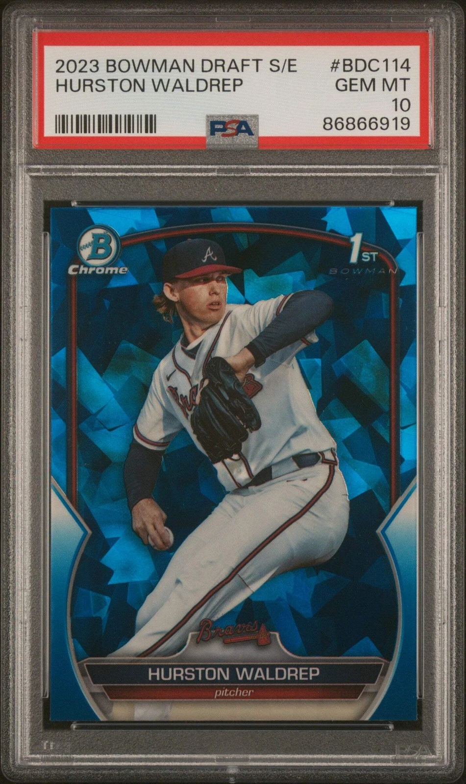 Graded 2023 Bowman Draft Sapphire Hurston Waldrep #BDC114 Baseball Card PSA 10