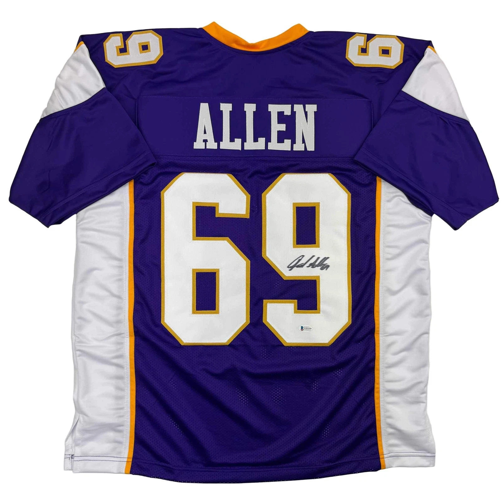 Autographed/Signed Jared Allen Minnesota Purple Football Jersey Beckett BAS COA