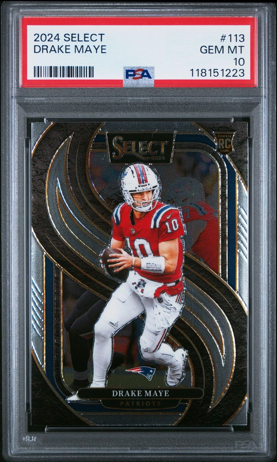 Graded 2024 Panini Select Drake Maye #113 Rookie RC Football Card PSA 10
