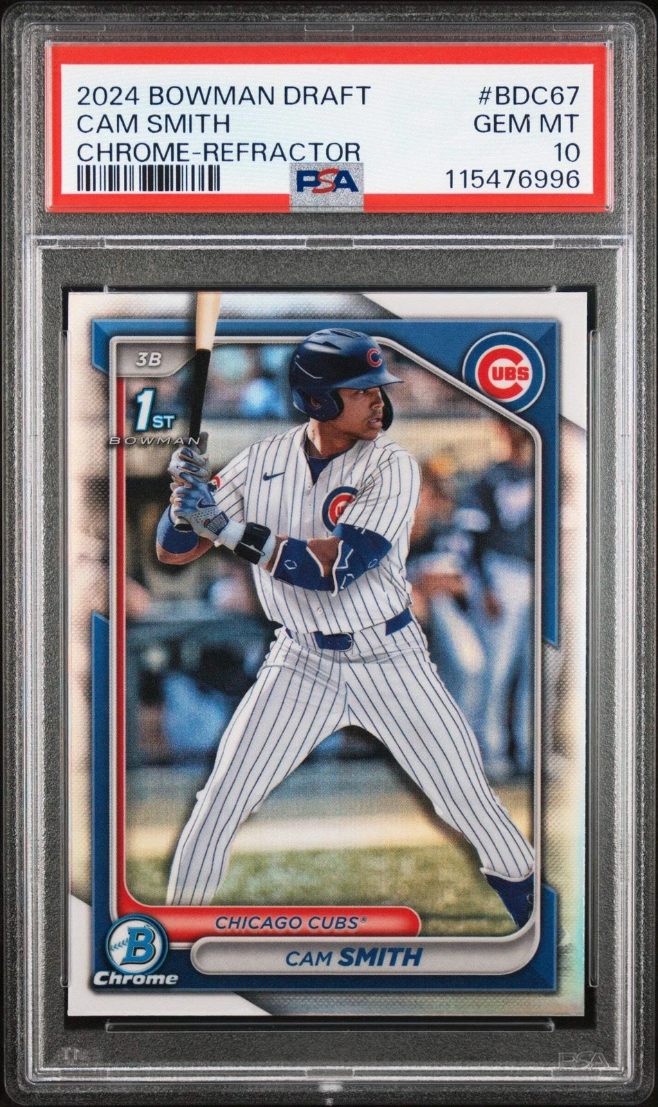 Graded 2024 Bowman Draft Cam Smith #BDC67 Refractor Rookie Baseball Card PSA 10