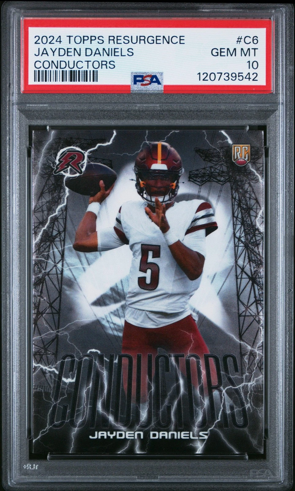 Graded 2024 Resurgence Jayden Daniels #C6 Conductors RC Football Card PSA 10