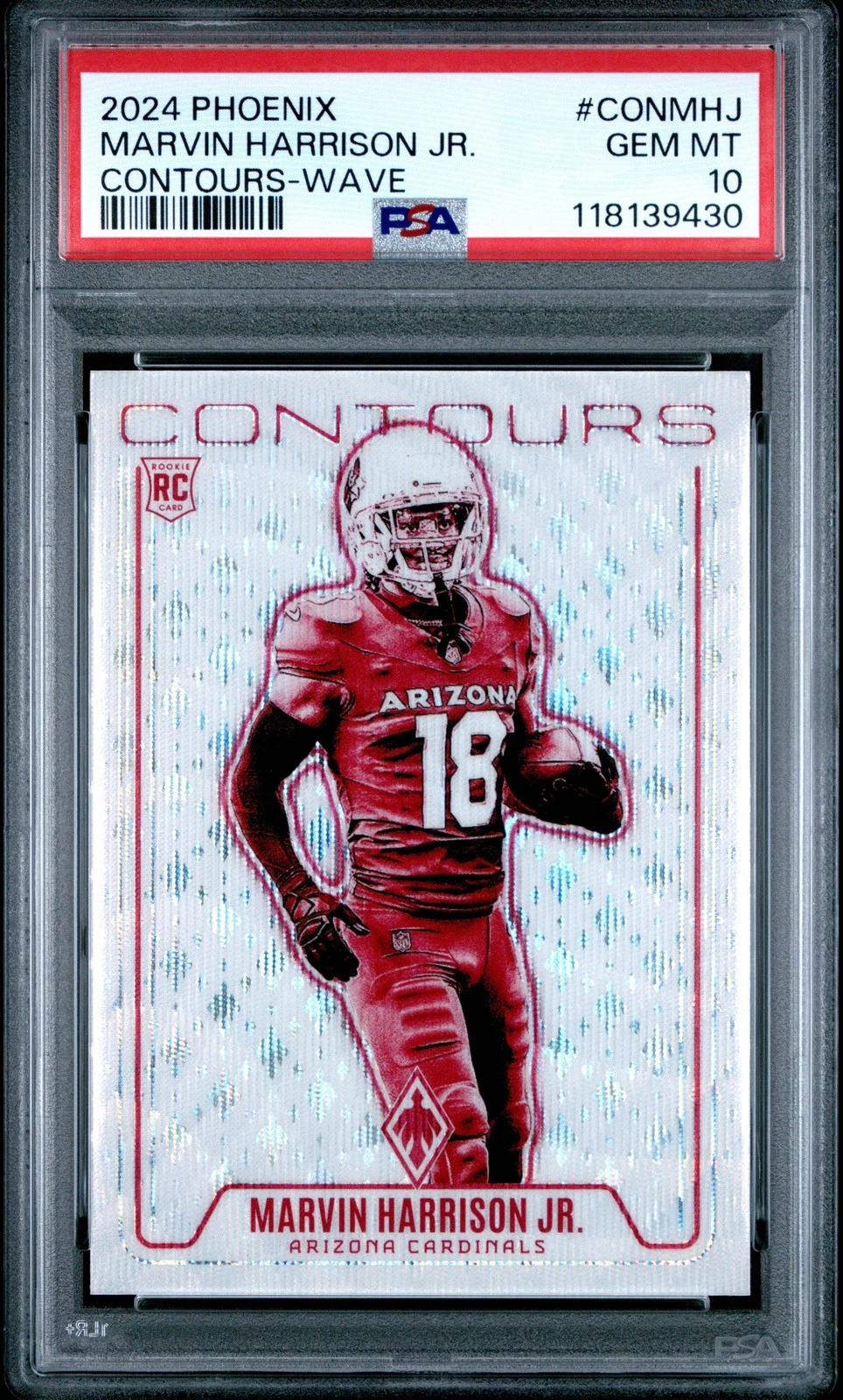 Graded 2024 Phoenix Marvin Harrison Jr #CONMHJ Contour Wave Football Card PSA 10