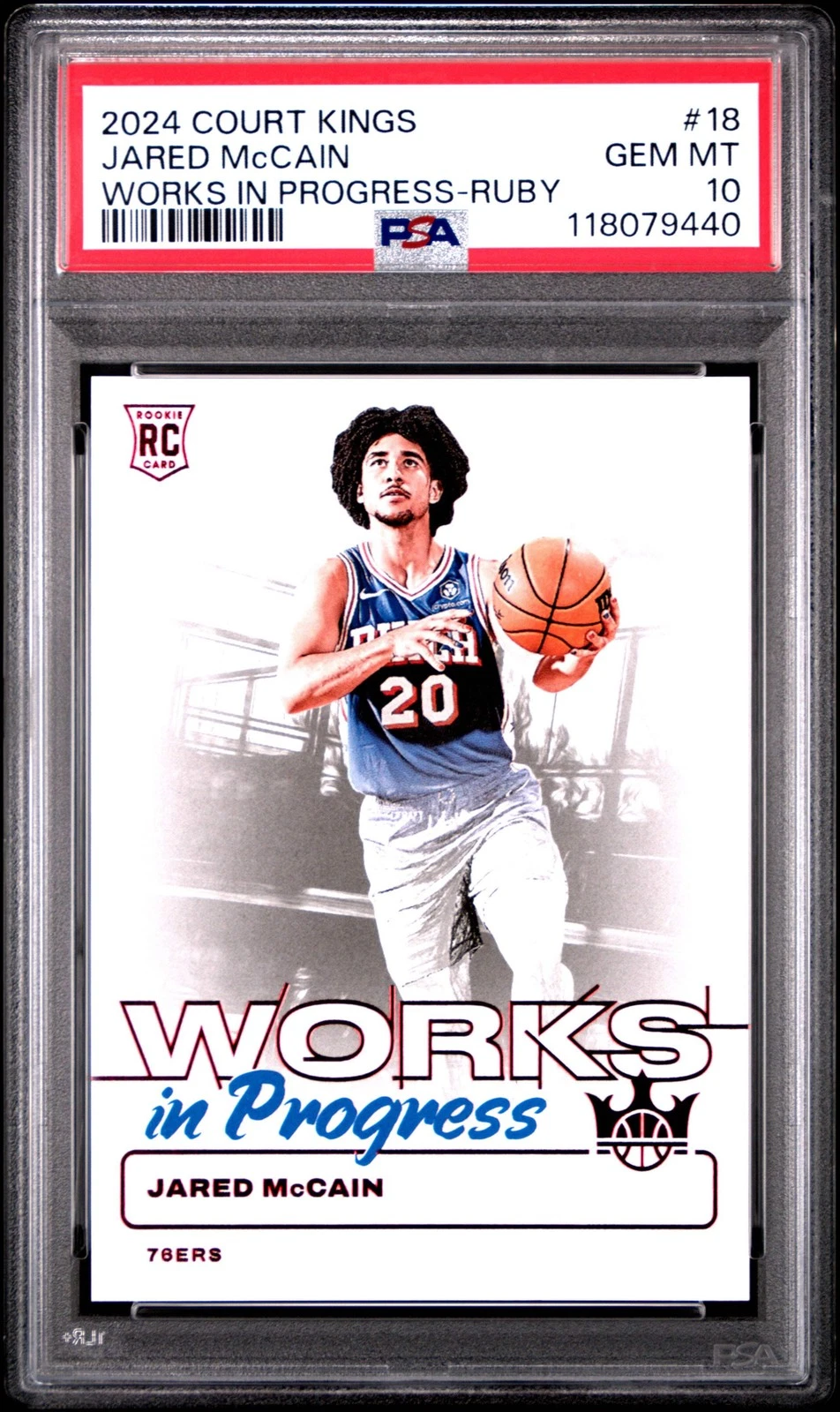 Graded 2024 Court Kings Jared McCain #18 Ruby /149 RC Basketball Card PSA 10