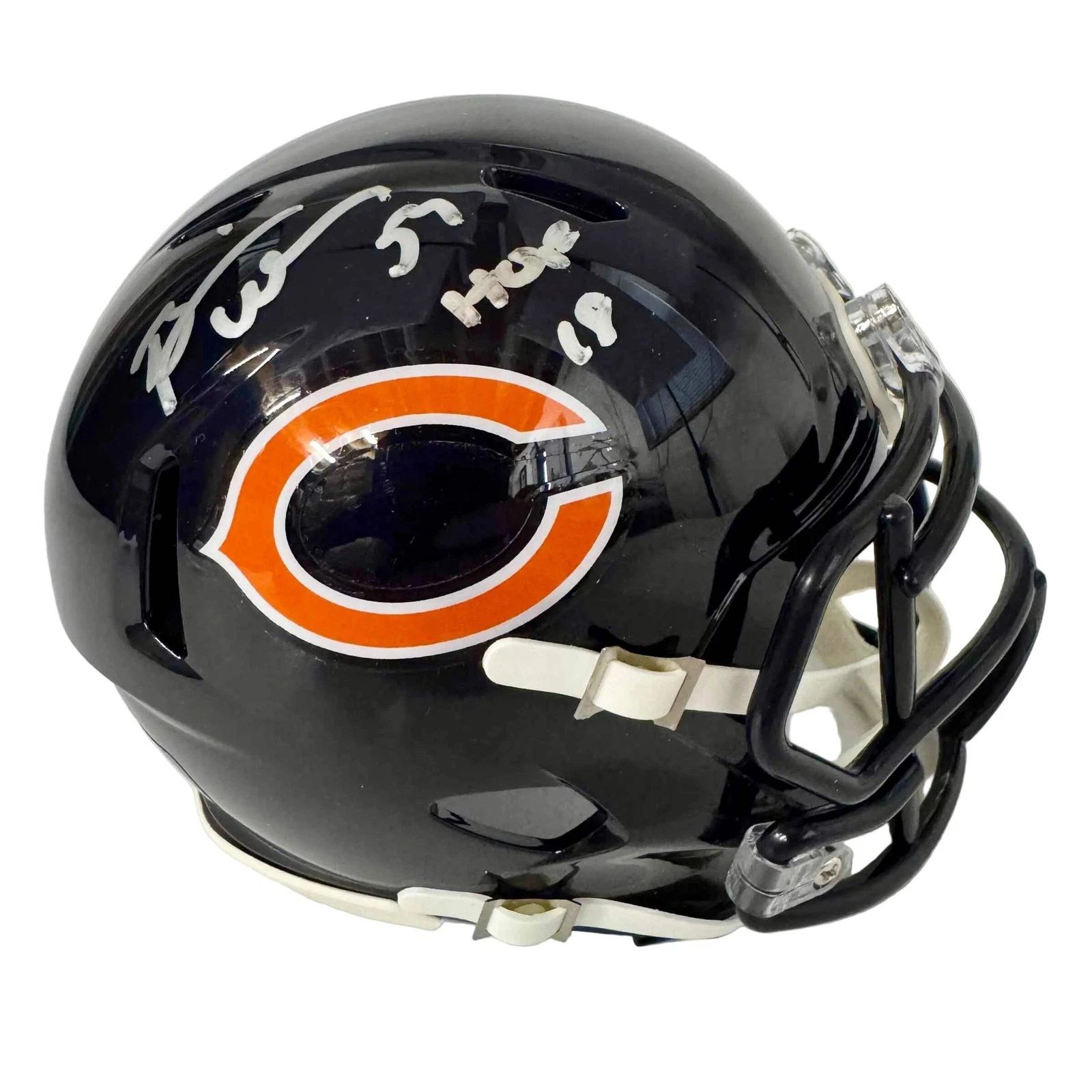 Autographed/Signed Brian Urlacher HOF 18 Chicago Bears Mini Helmet JSA COA