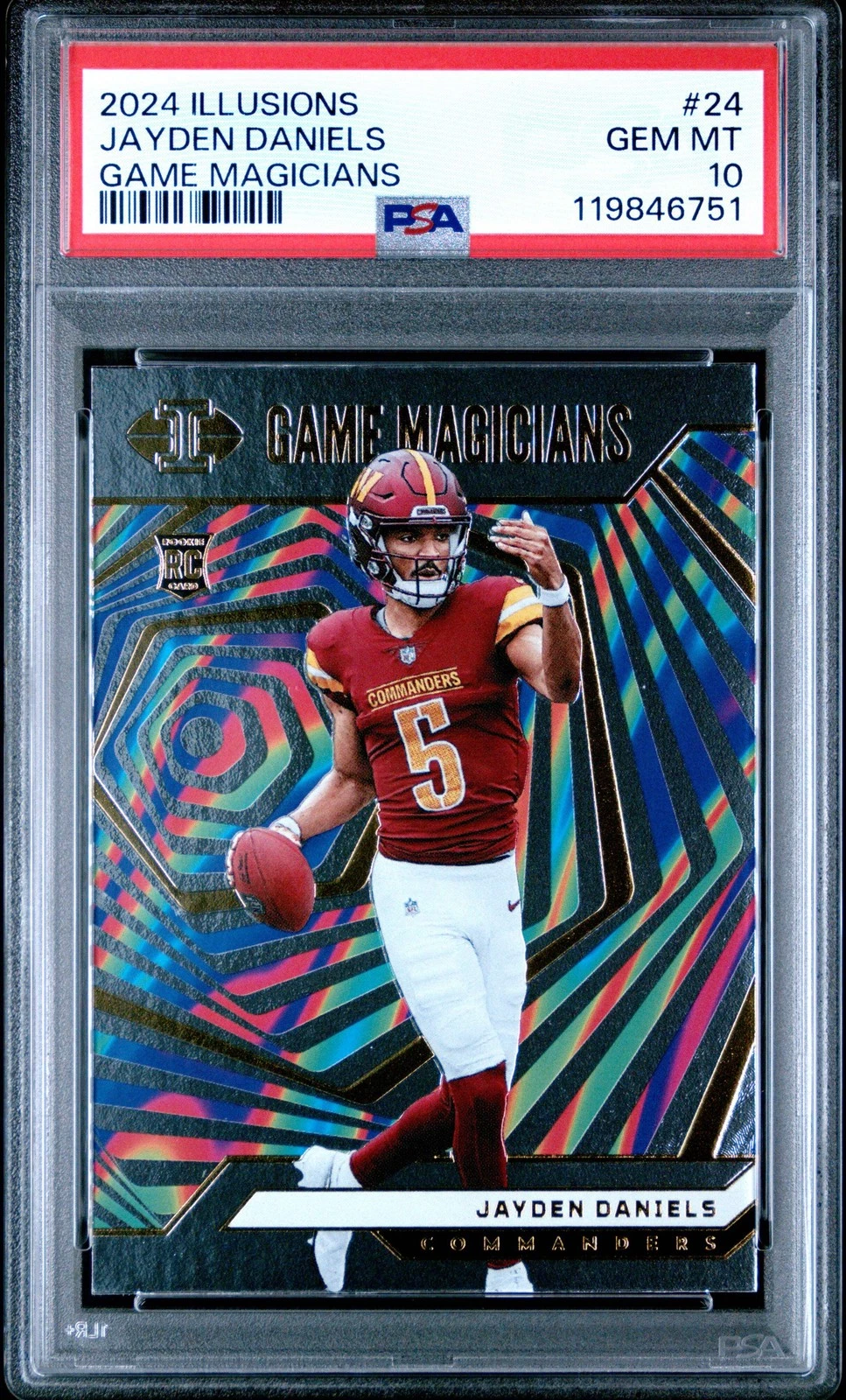 Graded 2024 Illusions Jayden Daniels #24 Game Magicians RC Football Card PSA 10