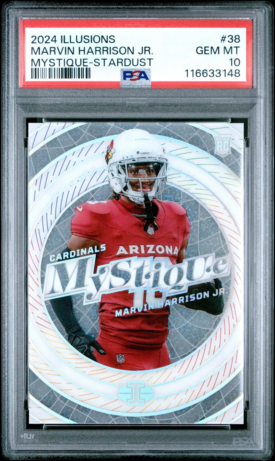 Graded 2024 Illusions Marvin Harrison Jr #38 Stardust RC Football Card PSA 10