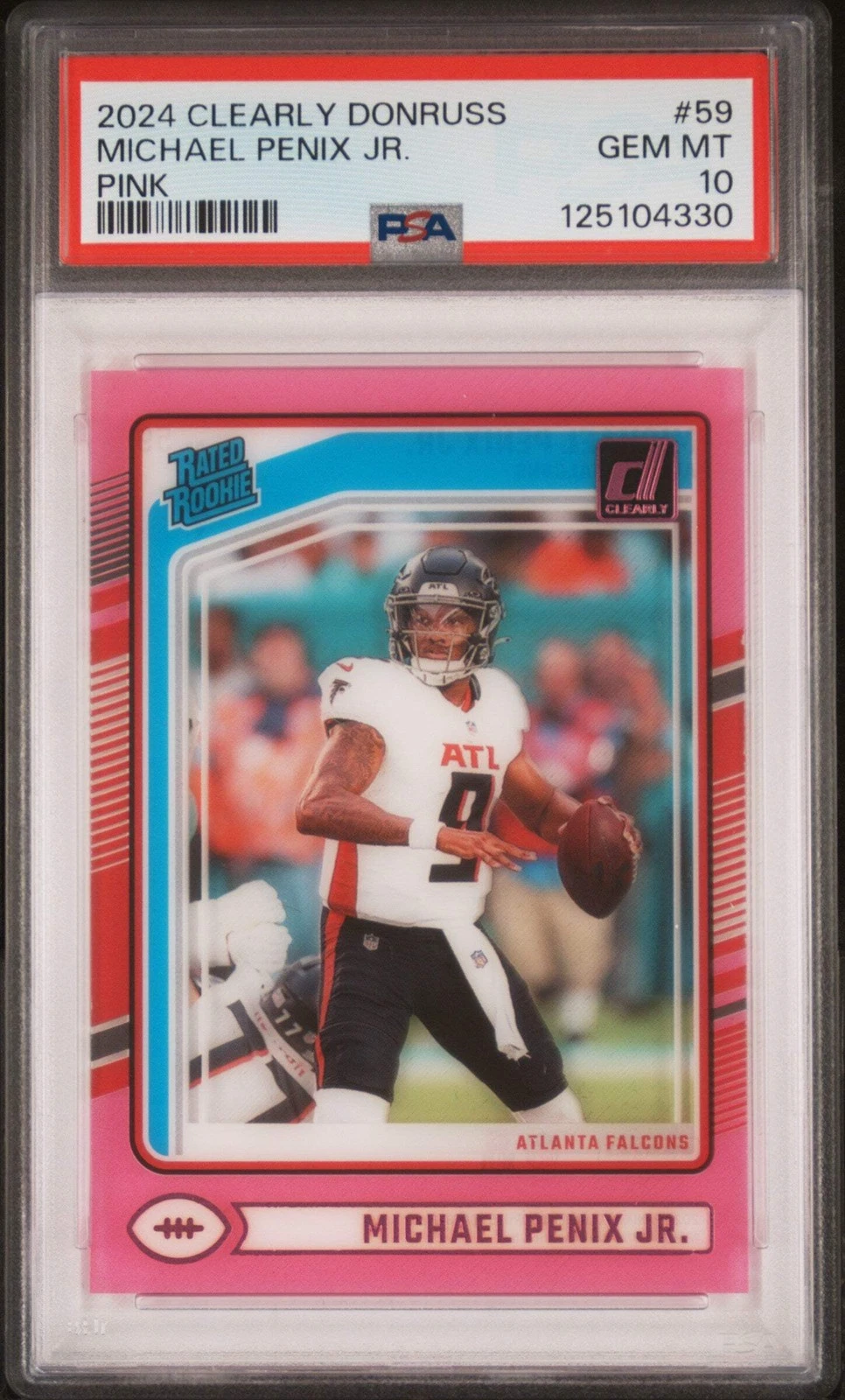 Graded 2024 Panini Clearly Donruss Michael Penix Jr #59 RC Football Card PSA 10