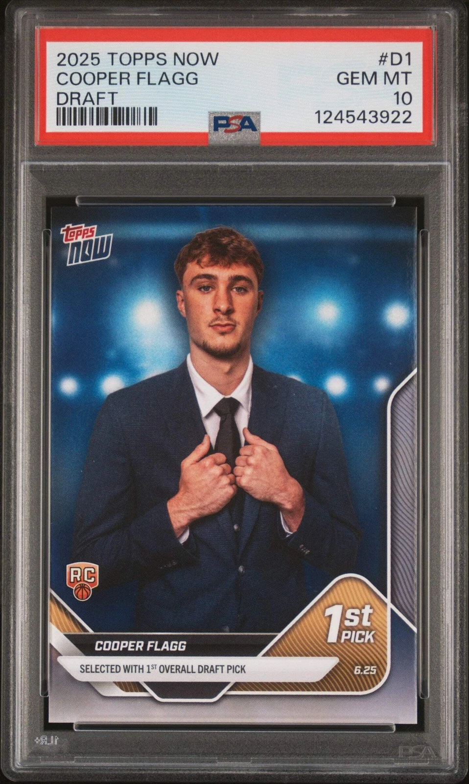 Graded 2025 Topps Now Cooper Flagg #D1 Draft Rookie RC Basketball Card PSA 10