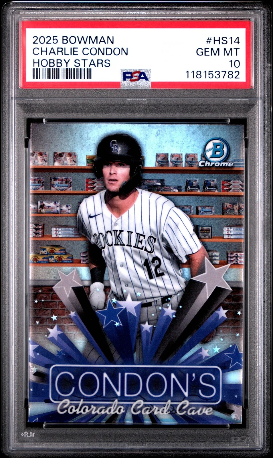 Graded 2025 Bowman Charlie Condon #HS14 Hobby Stars RC Baseball Card PSA 10