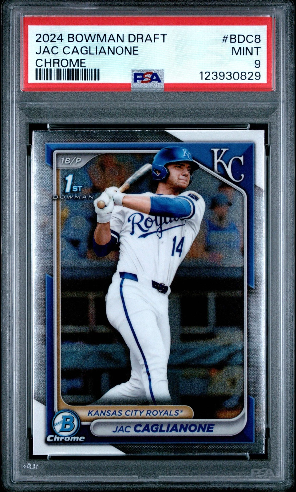 Graded 2024 Bowman Draft Jac Caglianone #BDC8 Chrome RC Baseball Card PSA 9