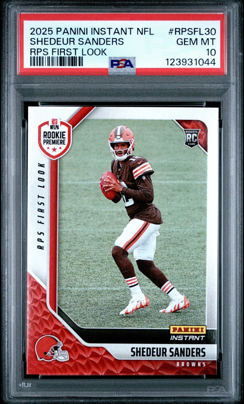 Graded 2025 Panini  Shedeur Sanders #RPSFL30 First Look RC Football Card PSA 10