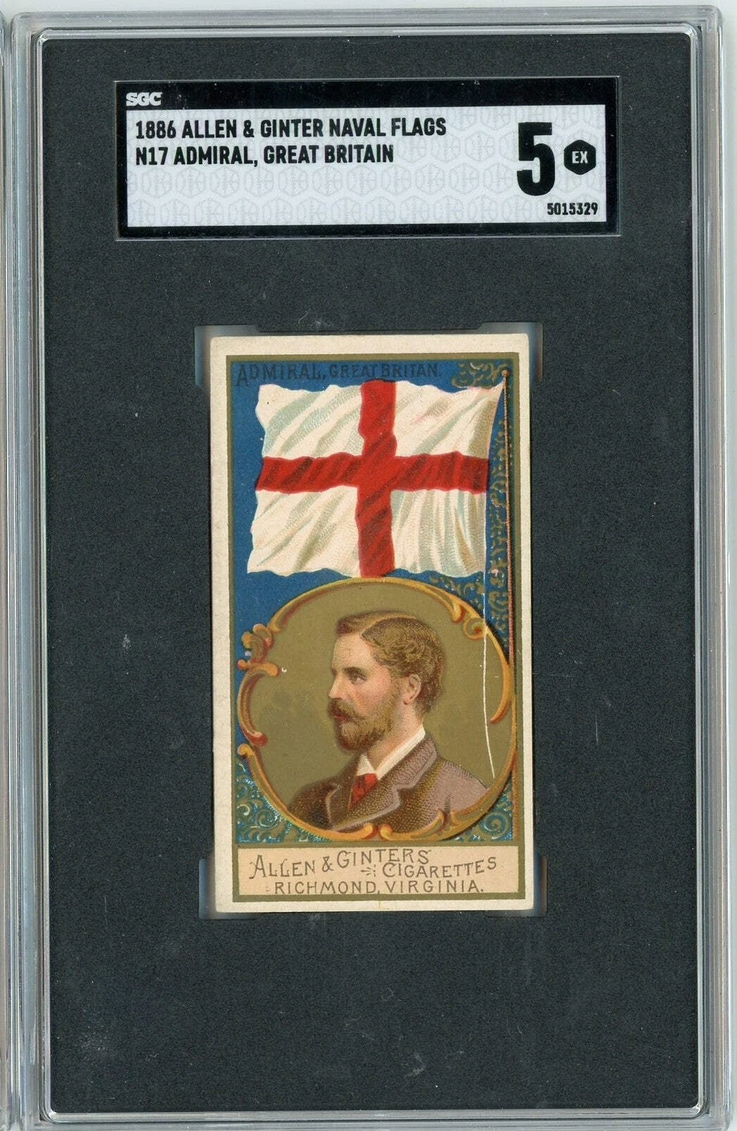 Graded 1886 Allen Ginter Naval Flags N17 Great Britain Tobacco Card SGC 5