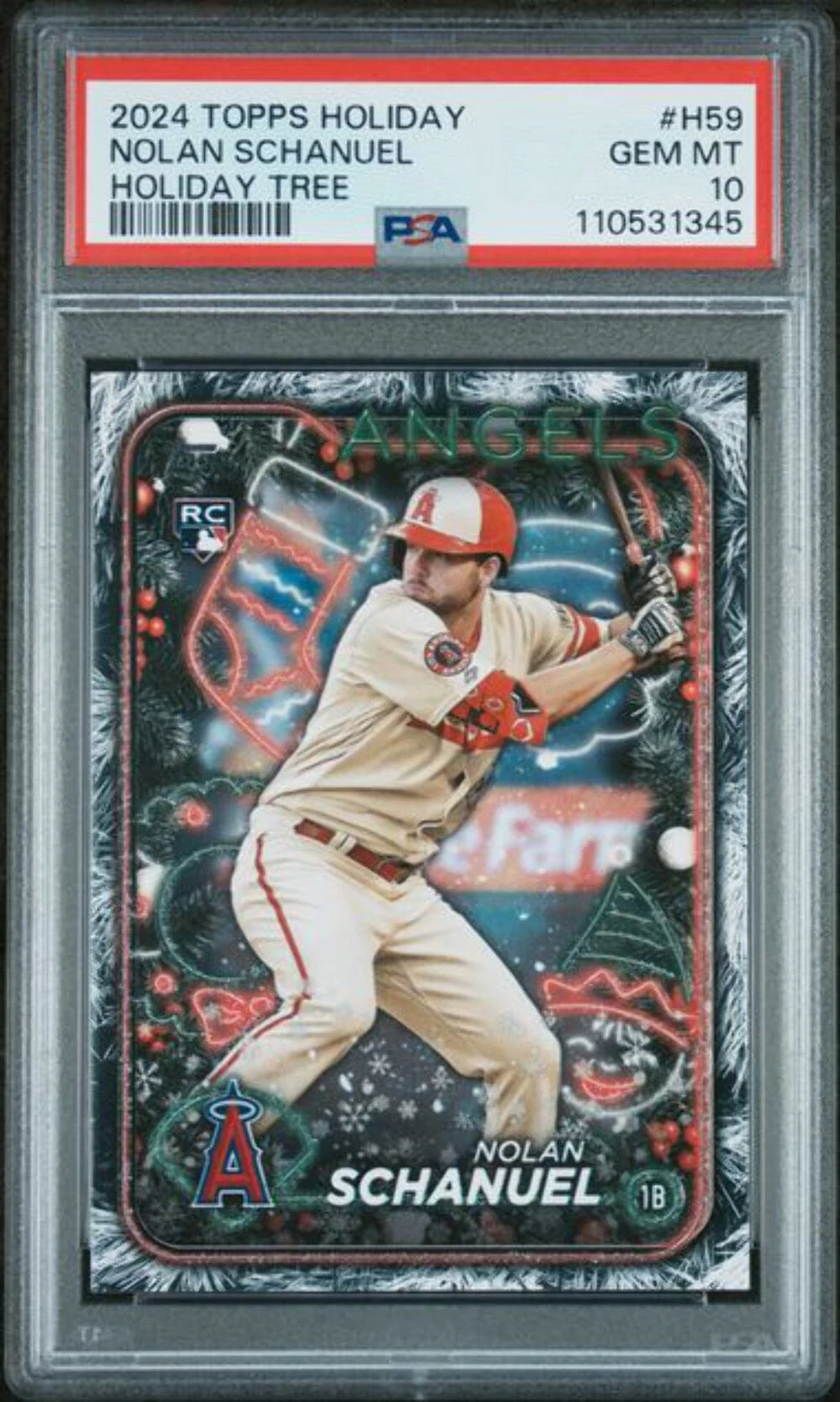 Graded 2024 Topps Holiday Nolan Schanuel #H59 Holiday Tree RC Card PSA 10